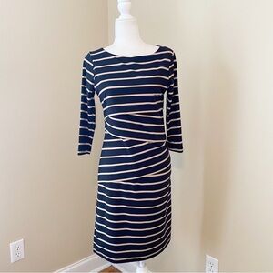 J. McLaughlin Nicola Black Tan Stripe Catalina Cloth Dress - Small